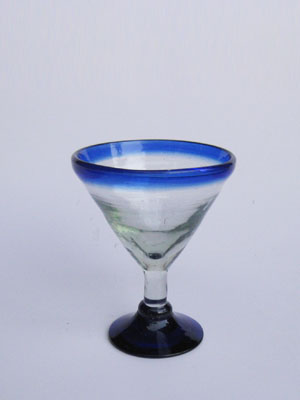Cobalt Blue Rim Glassware / Cobalt Blue Rim 3 oz Small Martini Glasses (set of 6) / Beautiful 'petite' martini glasses with a cobalt blue rim. They're perfect for serving small cocktails or even ice cream and gourmet desserts
